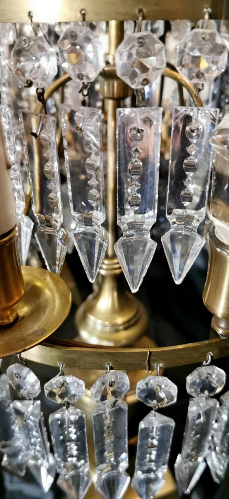 Paire de Girandoles en cristal et bronze de style Louis XVI en vente 6