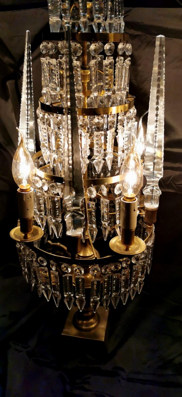 Louis XVI Stil Französisch Majestic Paar Kristall und Bronze Girandolen im Angebot 13