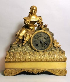 Louis XVI Style French Mantel Clock in Gilded Bronze