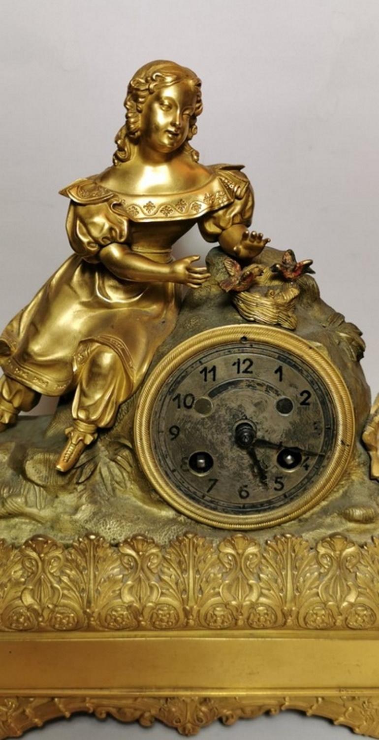 Gilt Louis XVI Style French Mantel Clock in Gilded Bronze For Sale