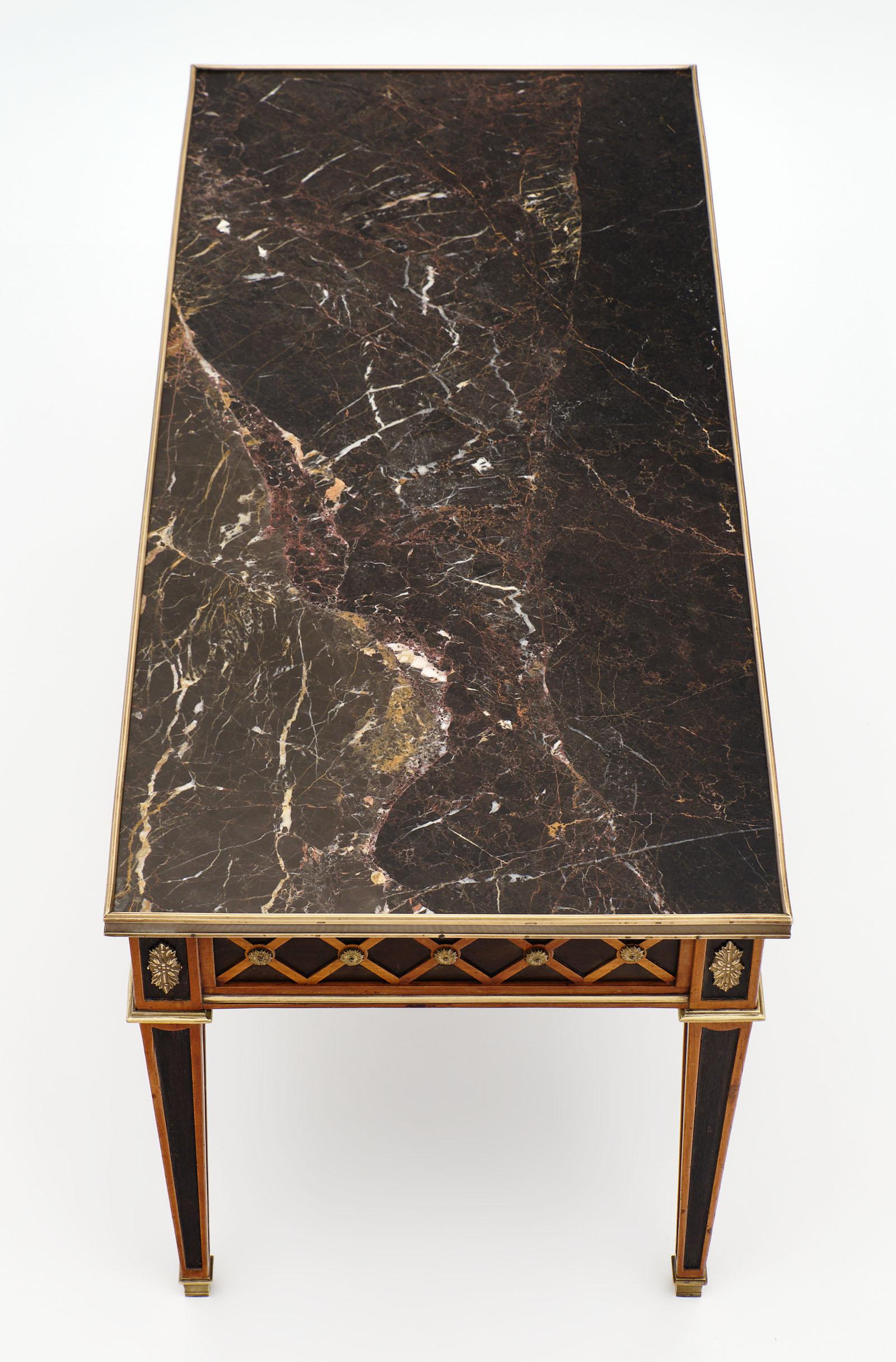 Louis XVI Style French Marble-Topped Coffee Table For Sale 1