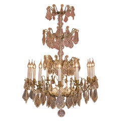 Louis XVI Style French Mid-20th Century, Bronze 
Crystal Chandelier, circa 1950