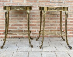 Louis XVI Style French Nightstands or Side Tables in Bronze with Marble Tops, Se