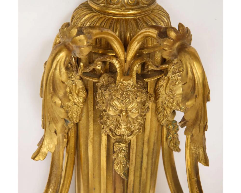 Louis XVI Style French Ormolu Bronze Wall Appliques, Sconces For Sale 6