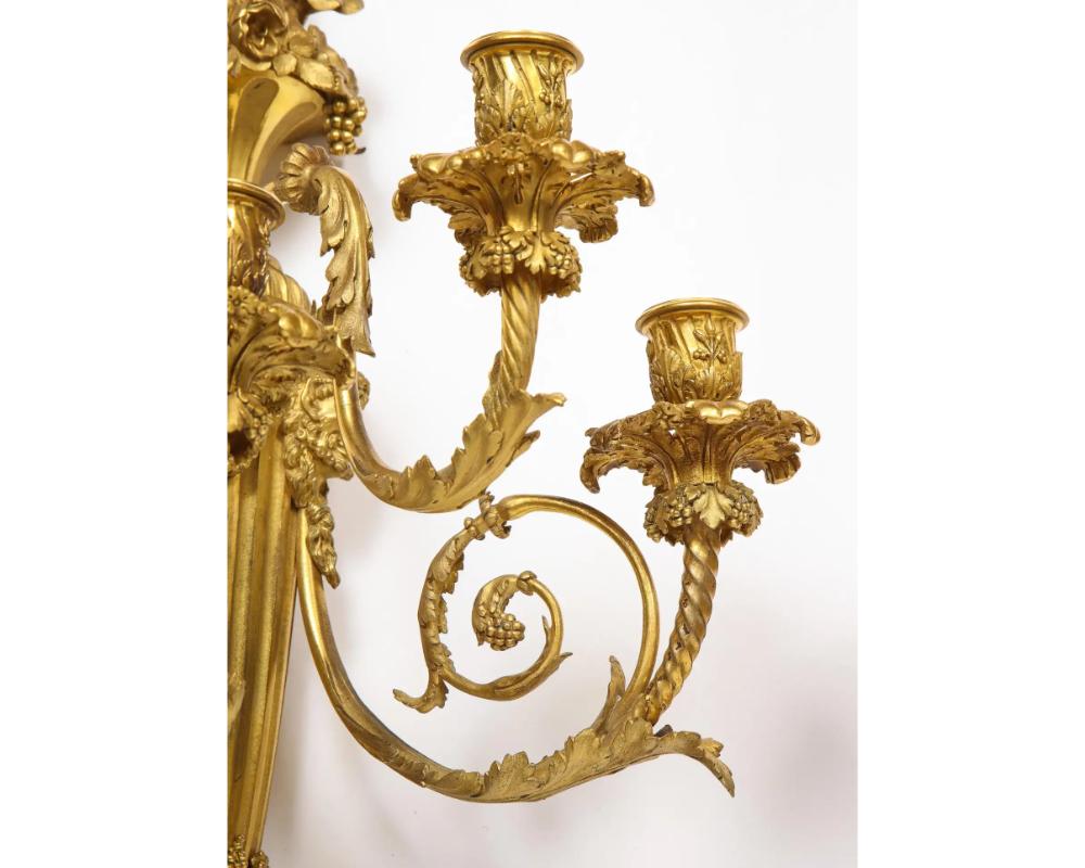 Louis XVI Style French Ormolu Bronze Wall Appliques, Sconces For Sale 7