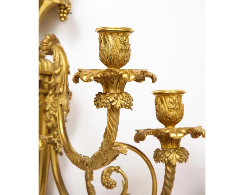 Louis XVI Style French Ormolu Bronze Wall Appliques, Sconces For Sale 11