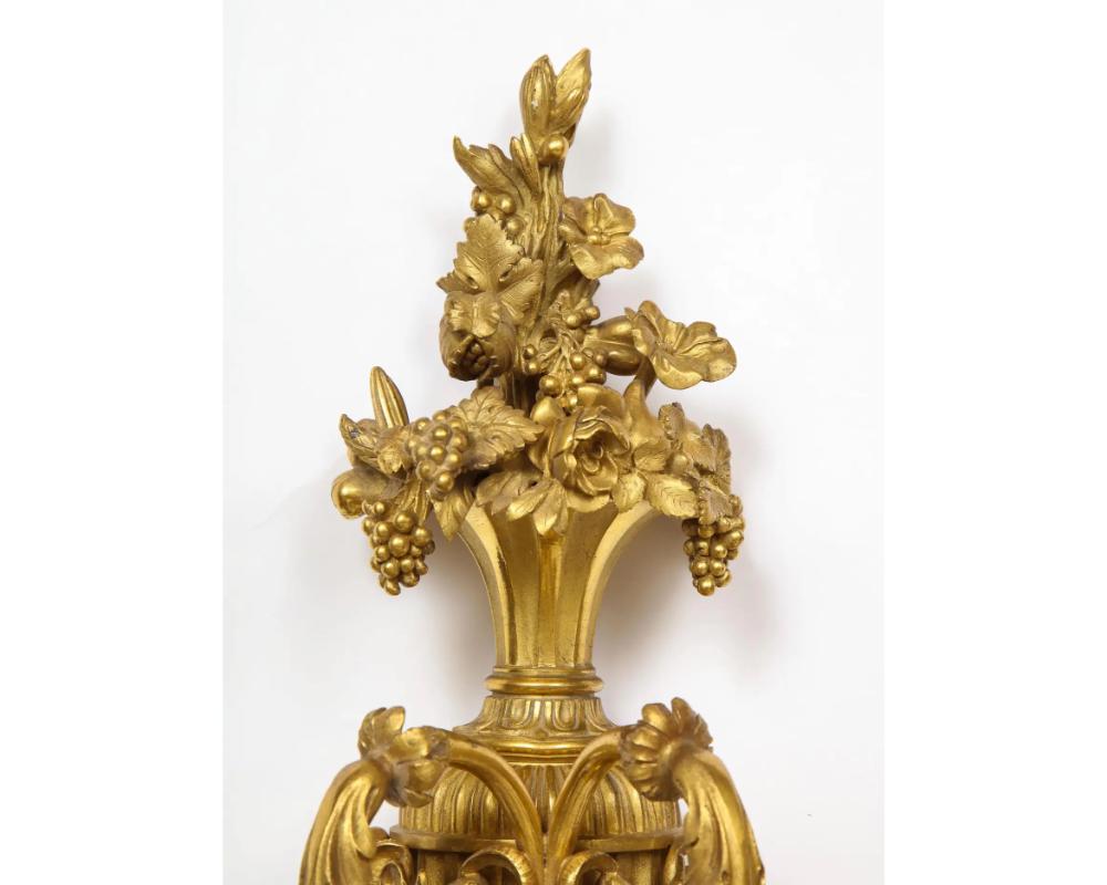 Louis XVI Style French Ormolu Bronze Wall Appliques, Sconces For Sale 3