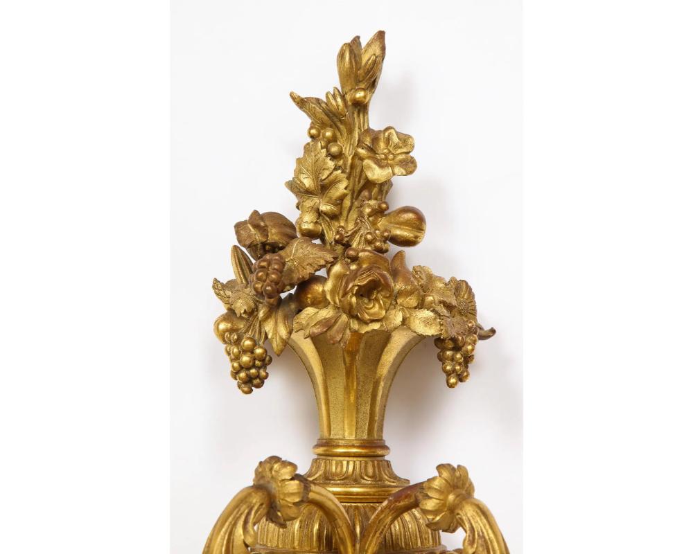 Louis XVI Style French Ormolu Bronze Wall Appliques, Sconces For Sale 4