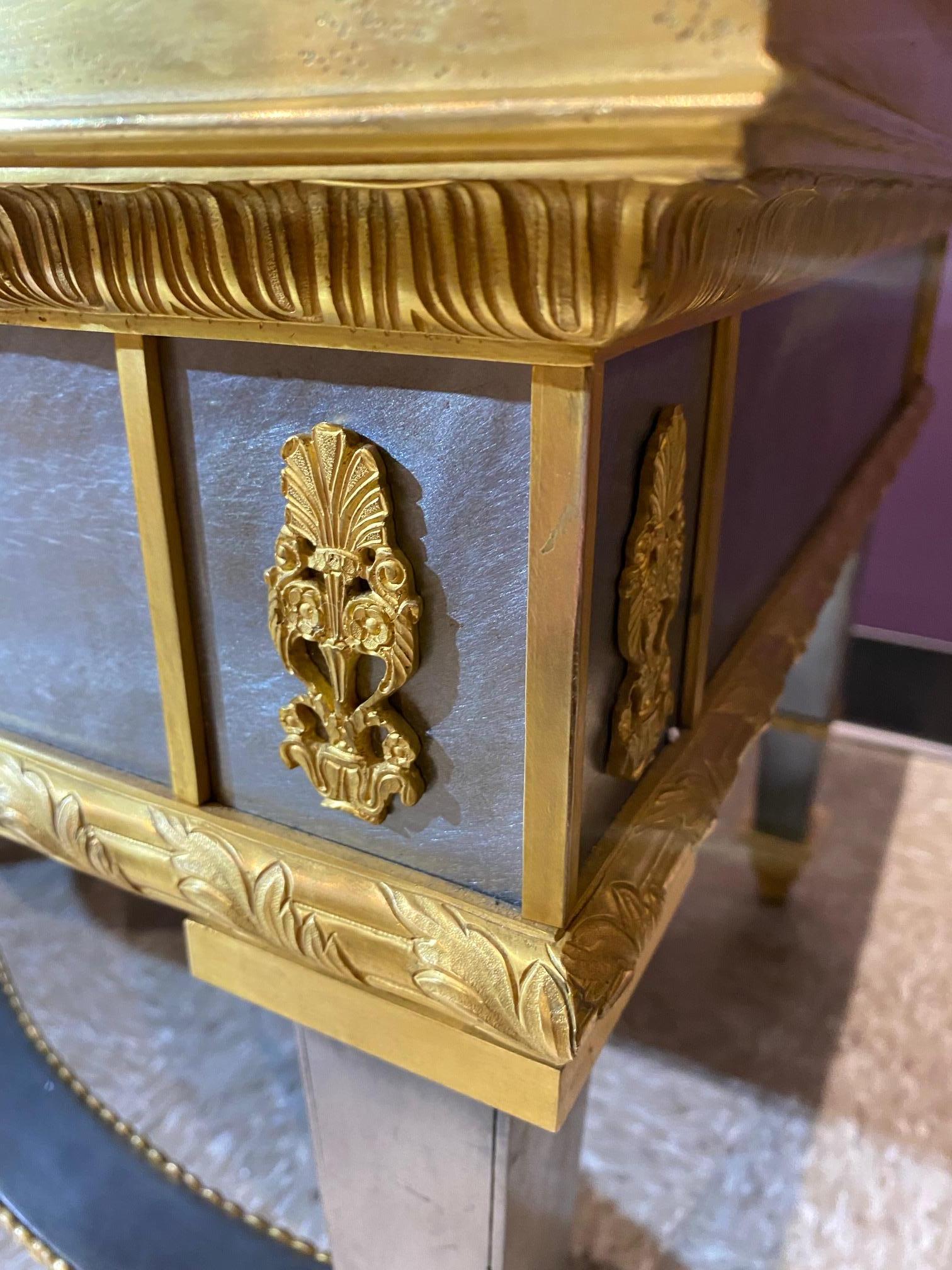 Louis XVI Style French Ormolu-Mounted Steel Coffee Table In Good Condition In New York, NY