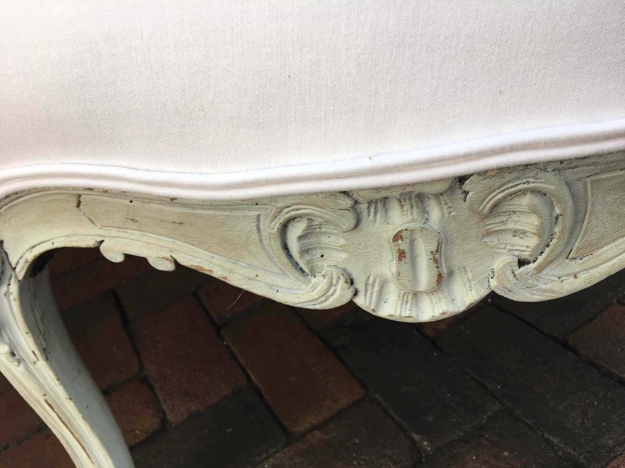 Louis XVI Style French Painted Wood Upholstered Settee or Sofa, 19th Century 6