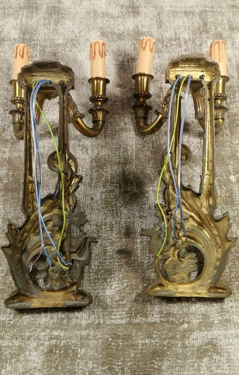 Louis XVI Style French Pair of Appliques in Gilded Bronze 4