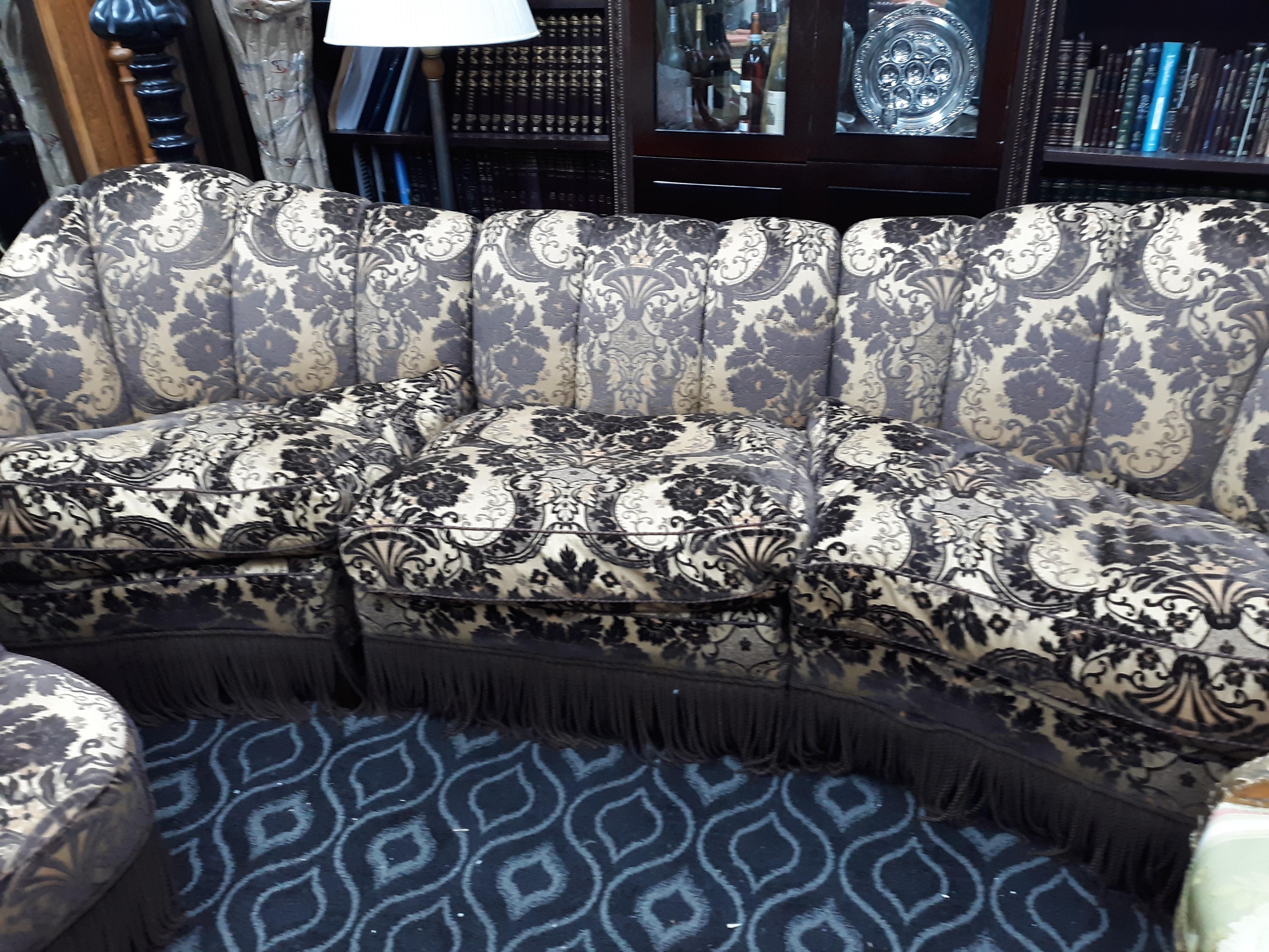Hand-Crafted Louis XVI Style French Royalty Velvet Couch & Loveseat For Sale