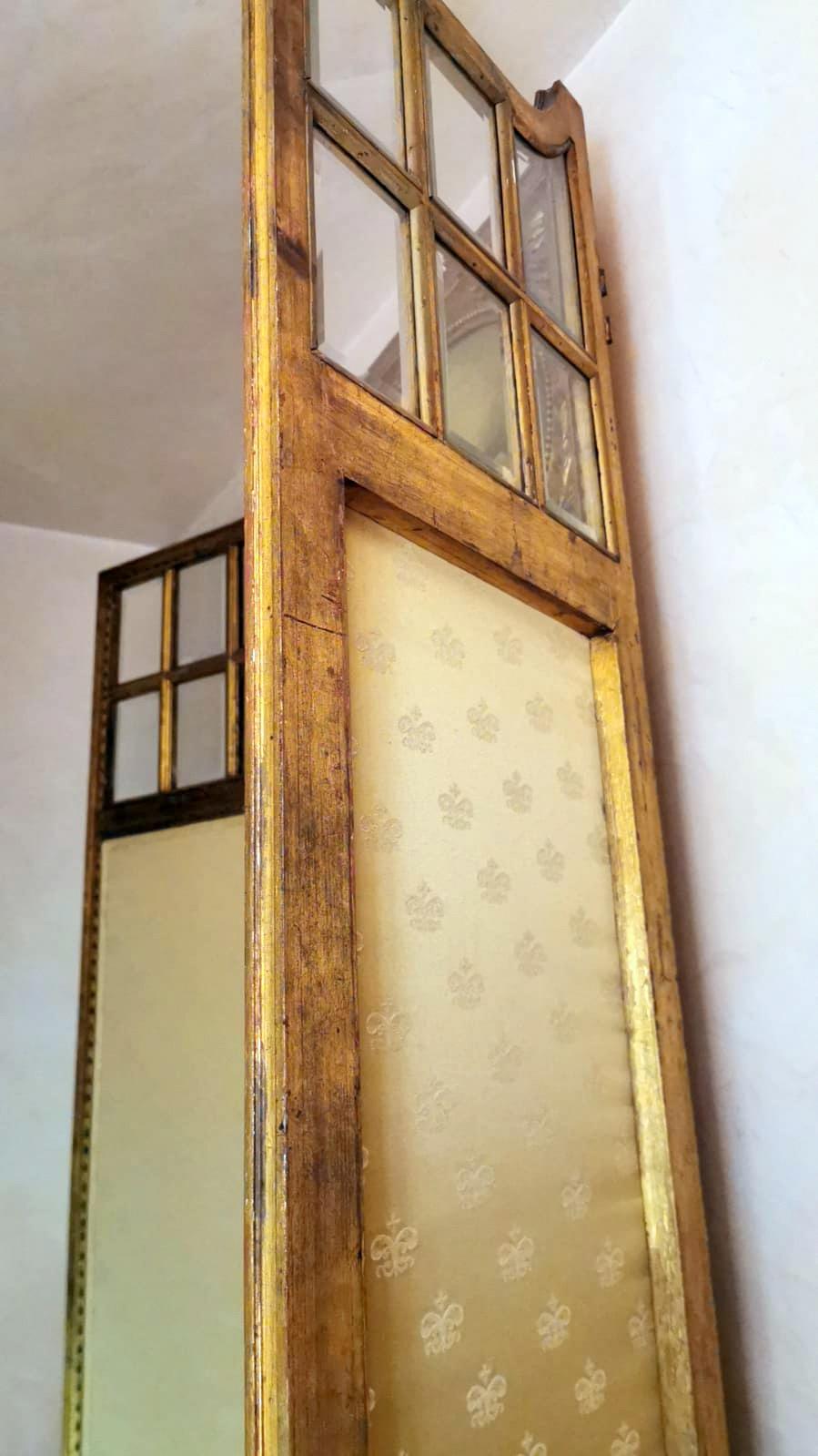Französischer Raumteiler aus vergoldetem Holz im Louis-XVI.-Stil mit Ölgemälde und Glasmalerei im Zustand „Gut“ im Angebot in Prato, Tuscany