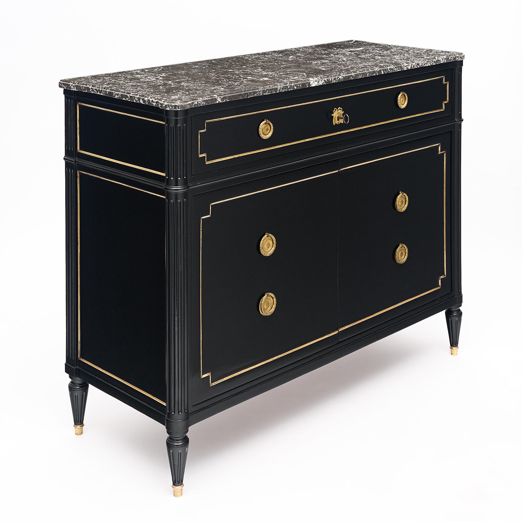 Ebonized Louis XVI Style French Scriban Chest For Sale