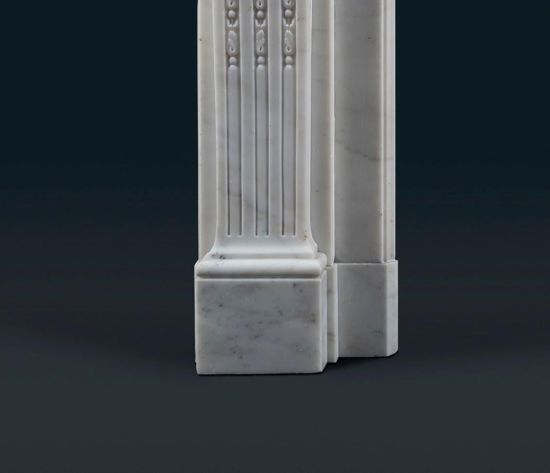 19th Century Louis XVI Style French Statuary Marble Fireplace Surround For Sale