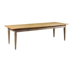 Louis XVI Style French Stripped Oak Dining Table with Tapered Legs, circa 1890