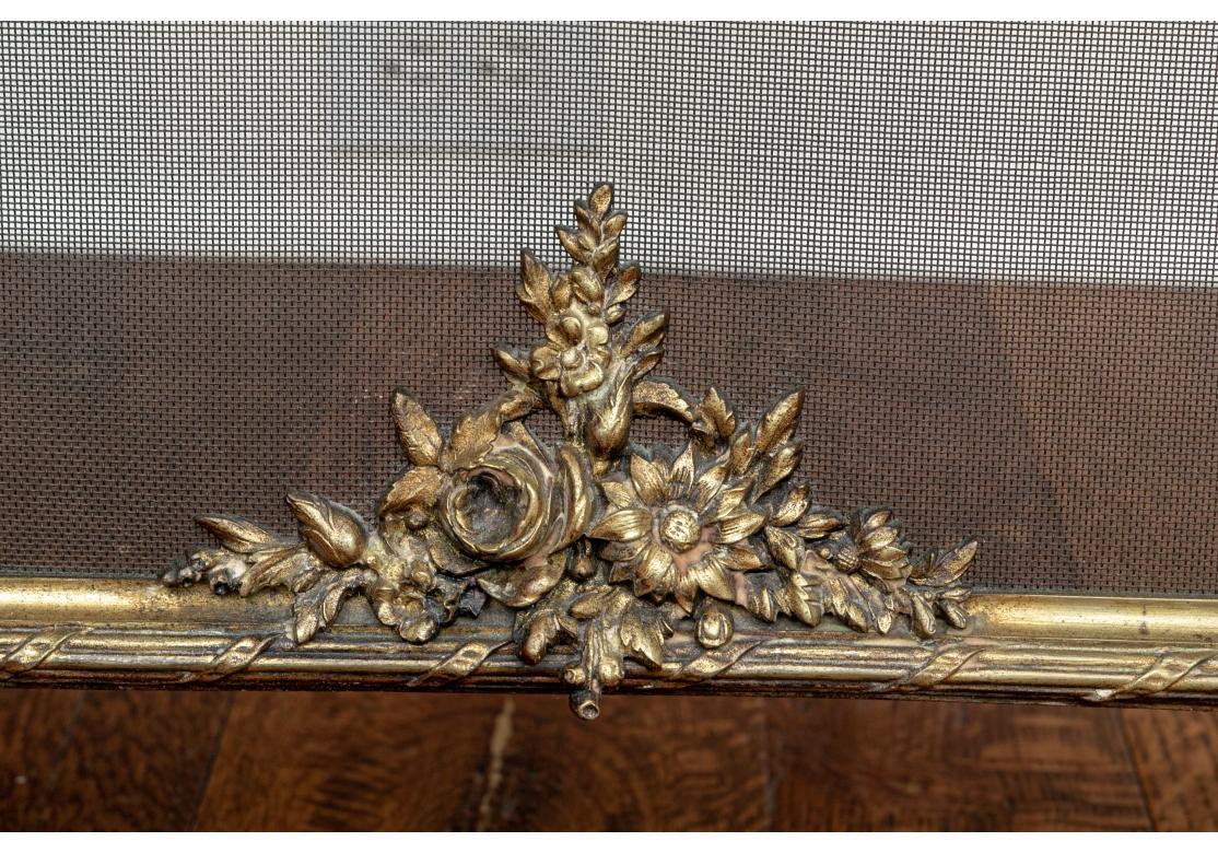 Pare-feu de cheminée en bronze de style français Louis XVI 1