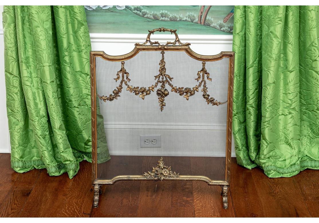 Pare-feu de cheminée en bronze de style français Louis XVI 2