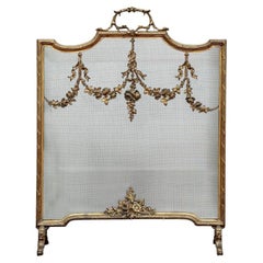 Pare-feu de cheminée en bronze de style français Louis XVI