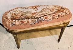 Louis XVI Style French Vanity Bench with Canned and Upholstered Seat