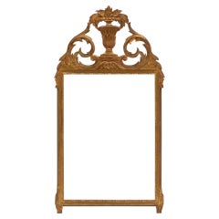 Louis XVI Style French Wall Mirror, Hand-Carved Wood, Gold Leaf, 1910