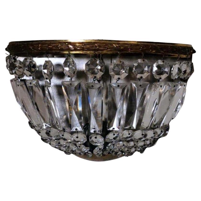 Louis XVI Style French Wall Sconce in Gilt Brass and Crystal For Sale
