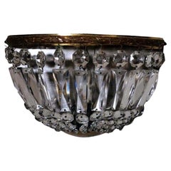 Antique Louis XVI Style French Wall Sconce in Gilt Brass and Crystal