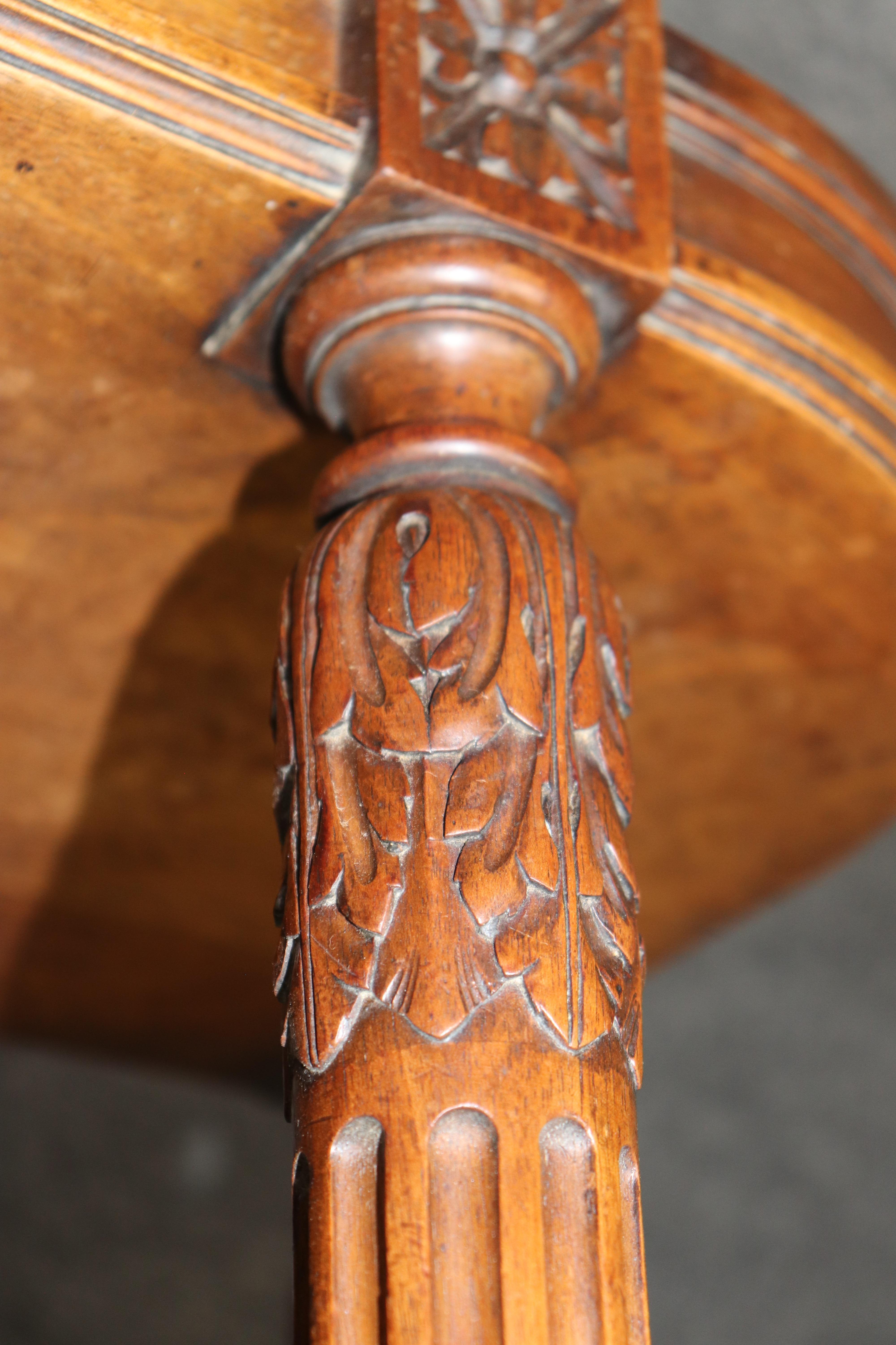 Louis XVI Style French Walnut Marble Top 3 Tier Console Table For Sale 10