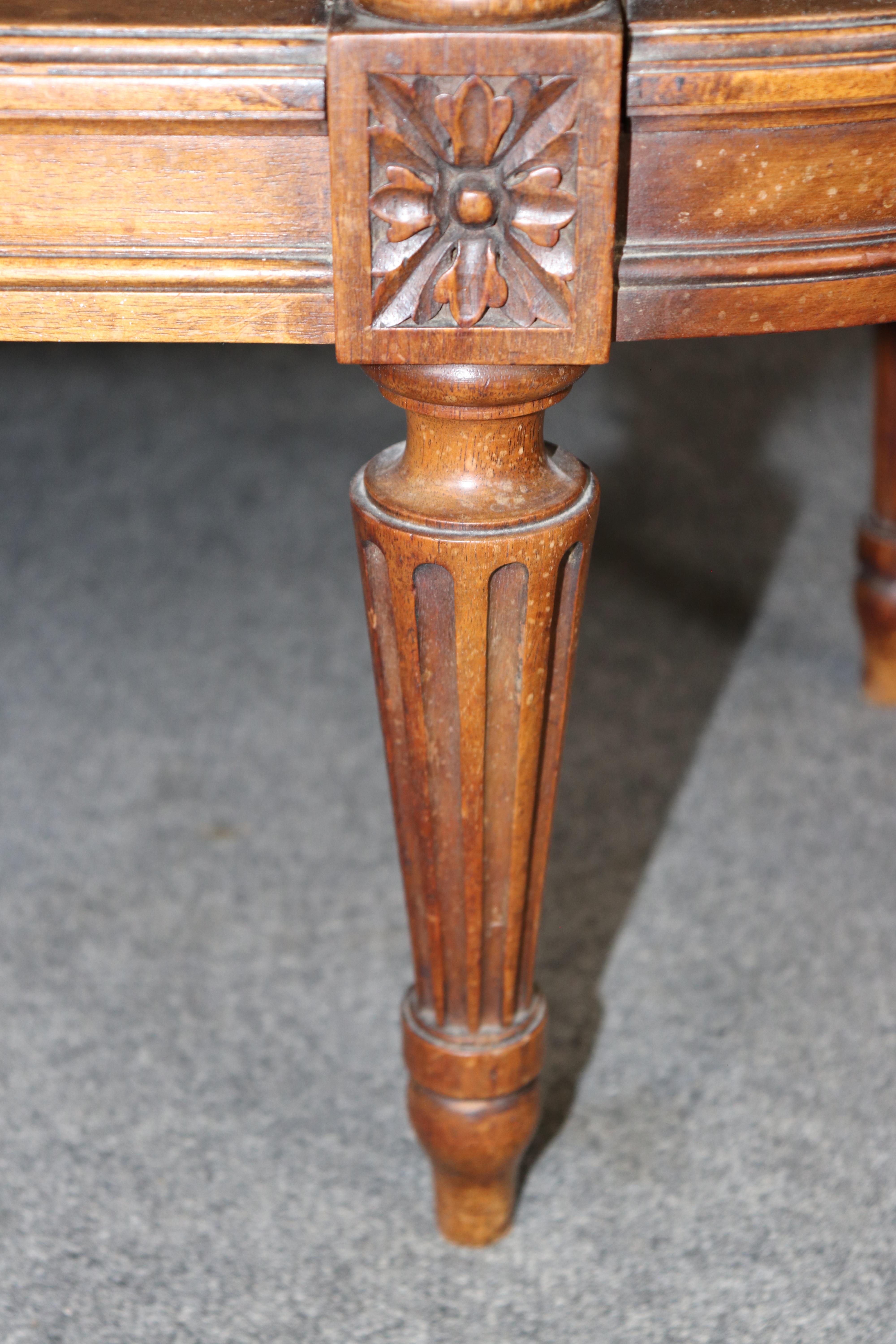 Louis XVI Style French Walnut Marble Top 3 Tier Console Table For Sale 5