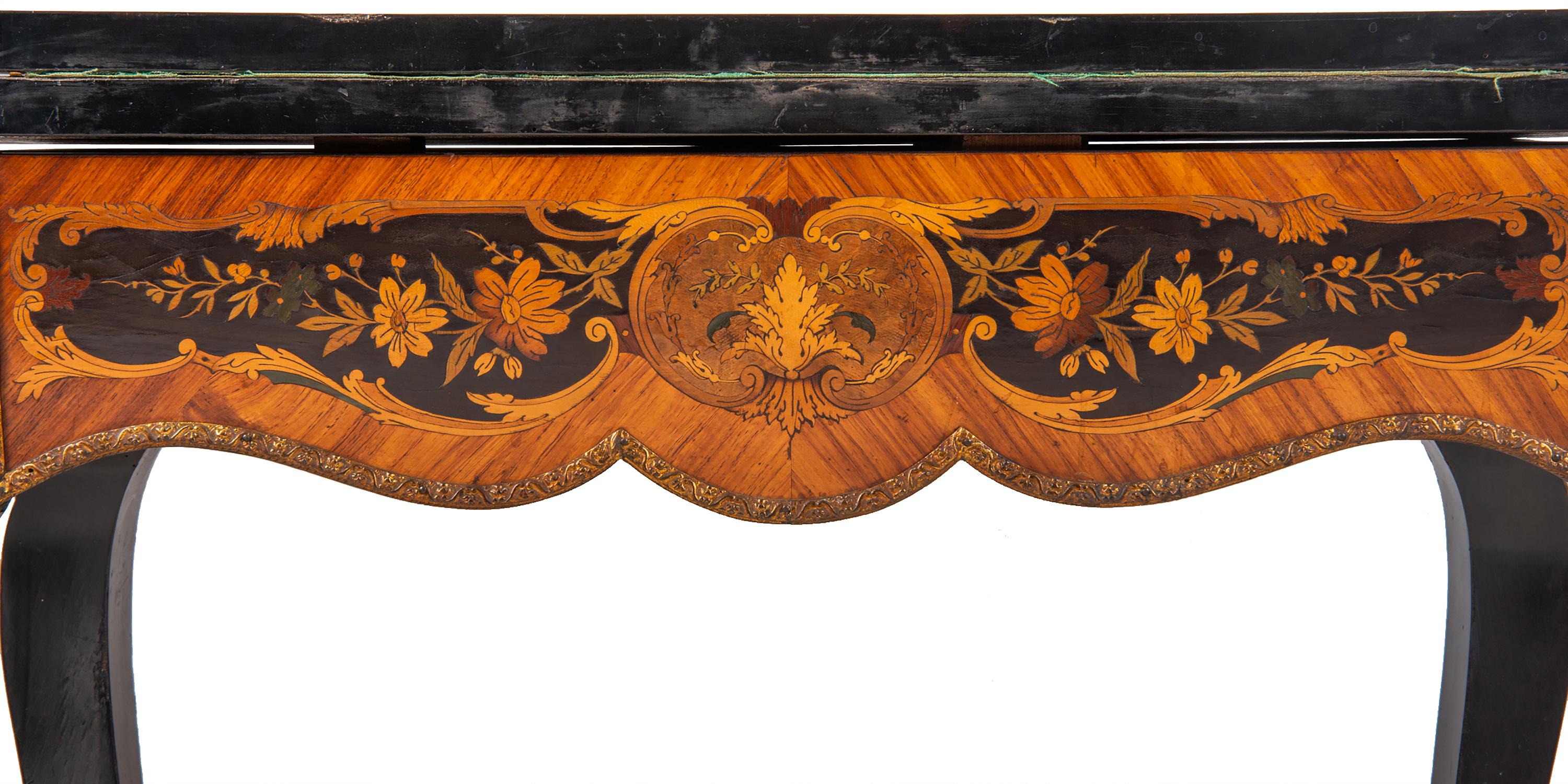 Louis XVI Style French Walnut Marquetry Inlaid Card Table For Sale 8