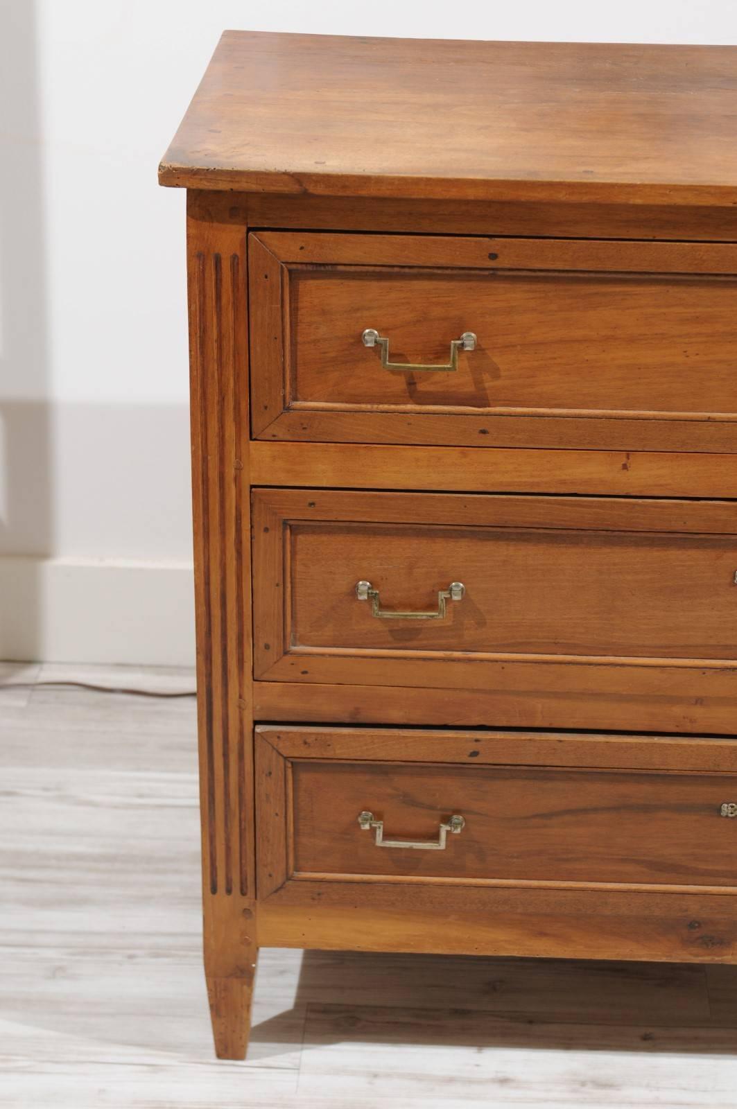 Louis XVI Style French Walnut Three-Drawer Commode from the Late 19th Century 2