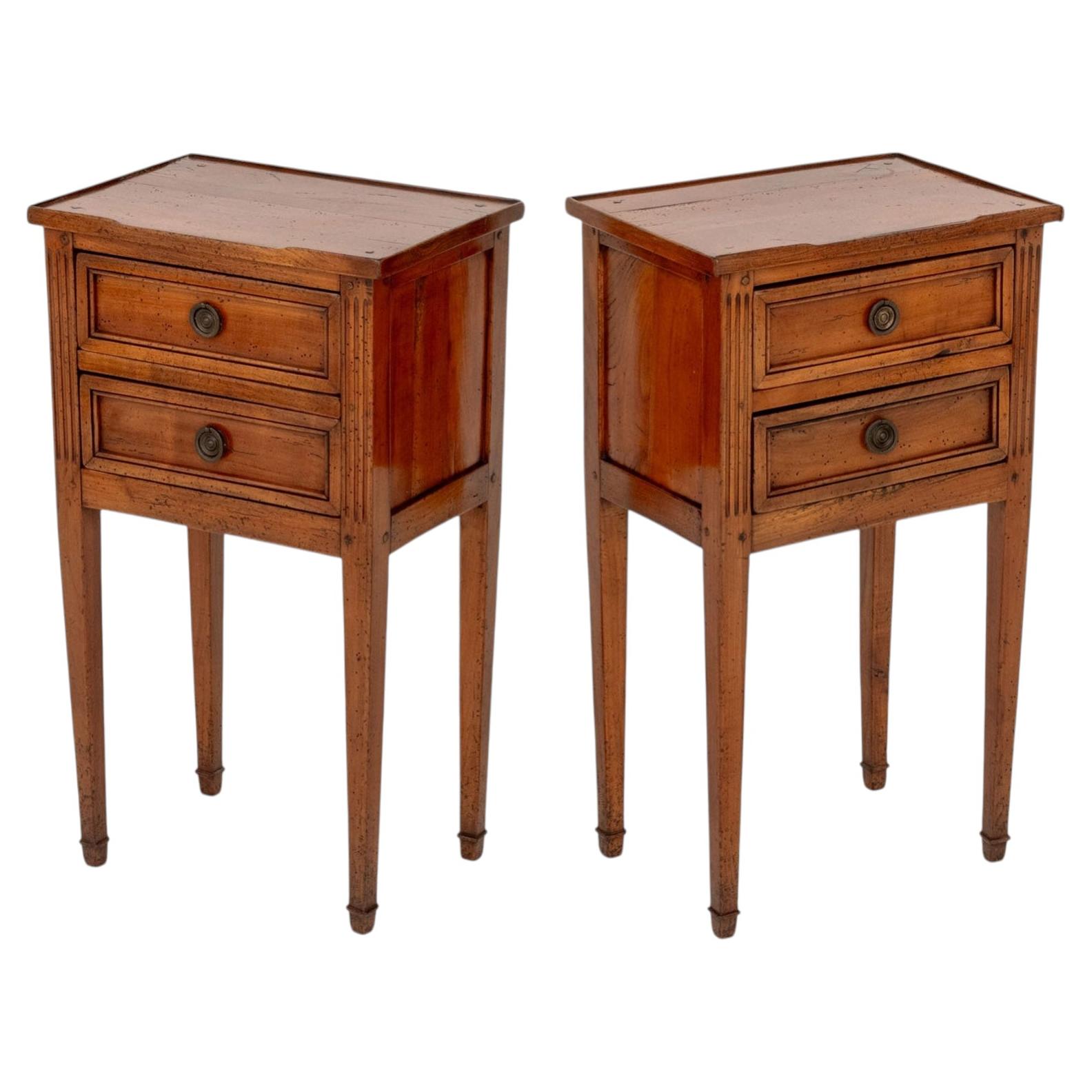 Louis XVI Style Fruitwood Bedside Tables, Pair