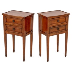 Louis XVI Style Fruitwood Bedside Tables, Pair