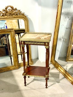 Louis XVI Style Fruitwood, Gilt Bronze and Onyx Two-Tier Side Table