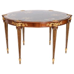 Louis XVI Style Game Table in Bloodwood and Reverse Glass Painting, 1950s