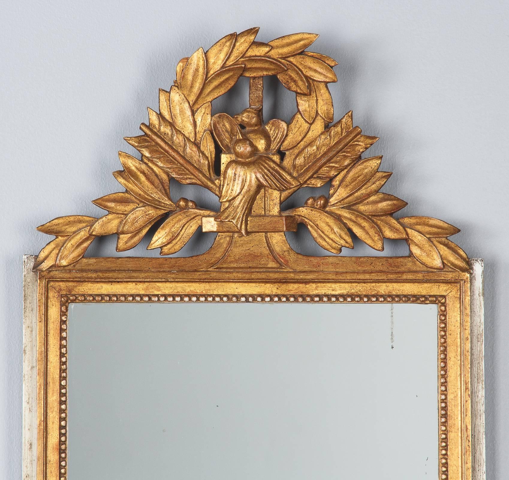Mid-20th Century Louis XVI Style Gilded and Painted Mirror by Andre Mailfert, 1930s