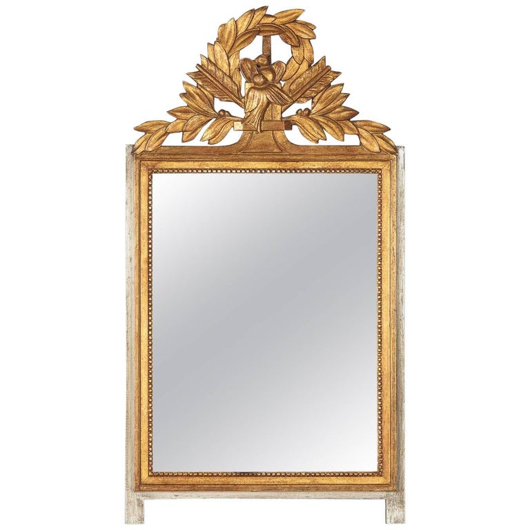 louis xvi style gilded and painted mirror by andre mailfert 1930s