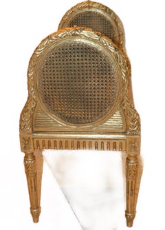 Louis XVI style gilded cane bench, France circa 1900.
