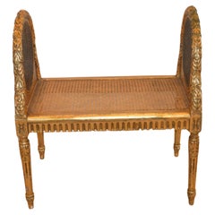 Louis XVI style gilded cane bench, France circa 1900.