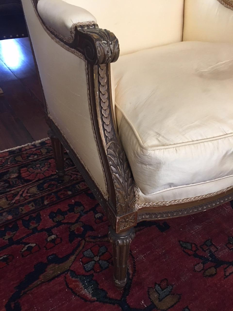 Louis XVI Style Gilded Chair and Down Cushion Seat, 19th Century 2