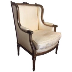 Louis XVI Style Gilded Chair and Down Cushion Seat, 19th Century