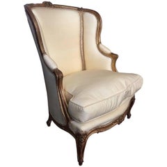 Louis XVI Style Gilded Chair and Down Cushion Seat, 19th Century