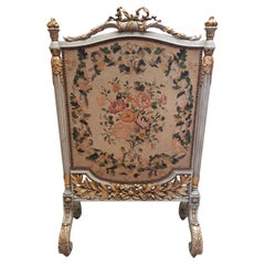 Antique Louis XVI Style Gilded Fireplace Screen with Its Original Tapestry french 