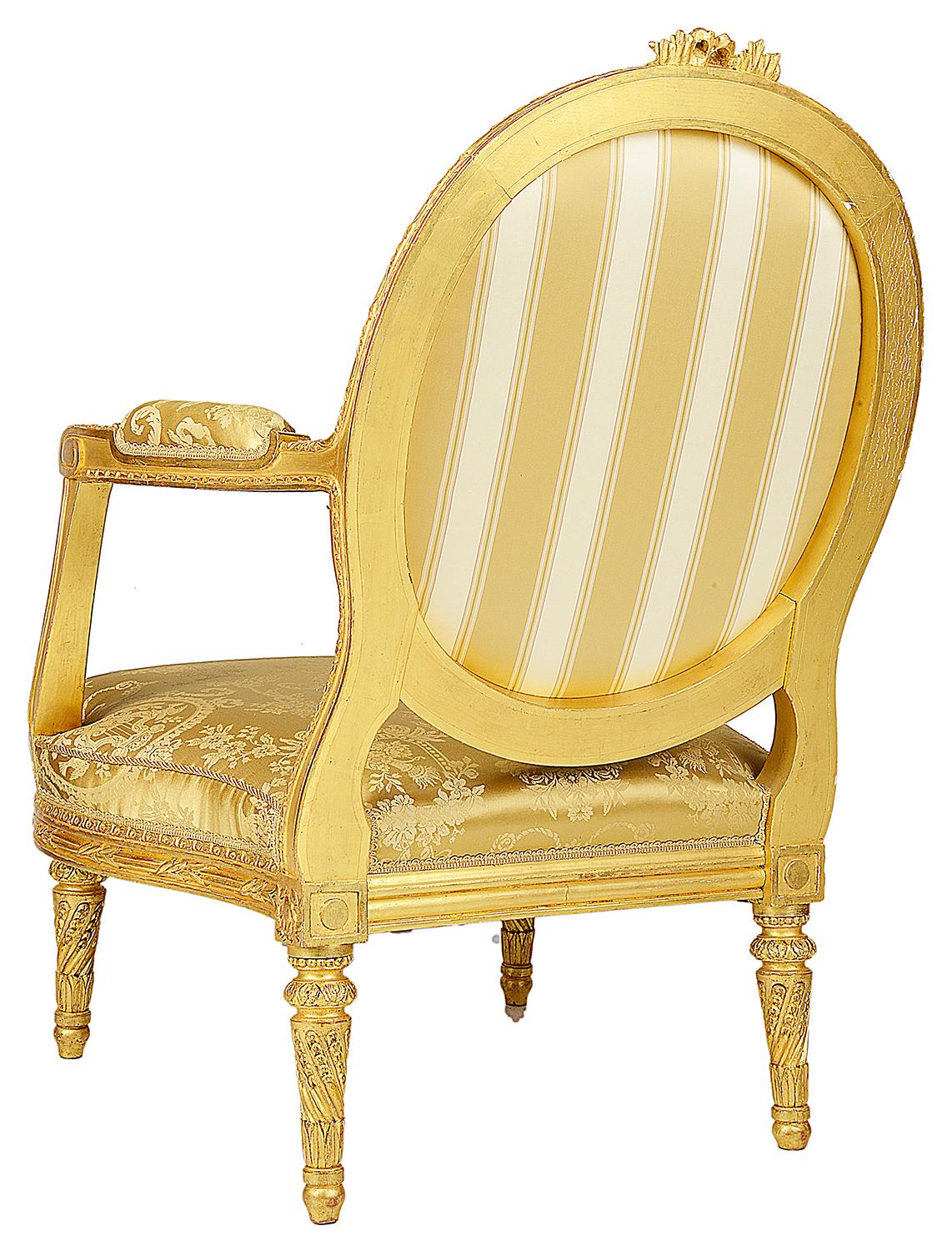 Louis XVI Style Gilded French Salon Suite, 19th Century In Excellent Condition In Brighton, Sussex