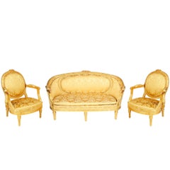 Louis XVI Style Gilded French Salon Suite, 19th Century