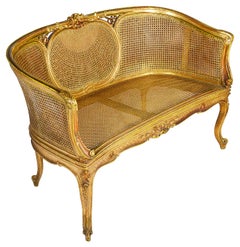 Louis XVI Style Gilded Two-Seat Sofa, circa 1900
