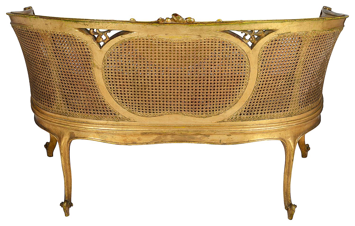 French Louis XVI Style Gilded Two-Seat Sofa, circa 1900