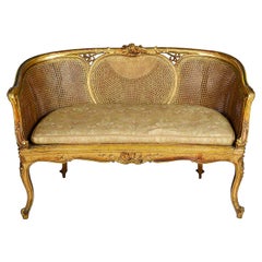 Antique Louis XVI Style Gilded Two-Seat Sofa, circa 1900