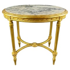 Louis XVI Style Gilded Wood Gueridon Table, 19th Century