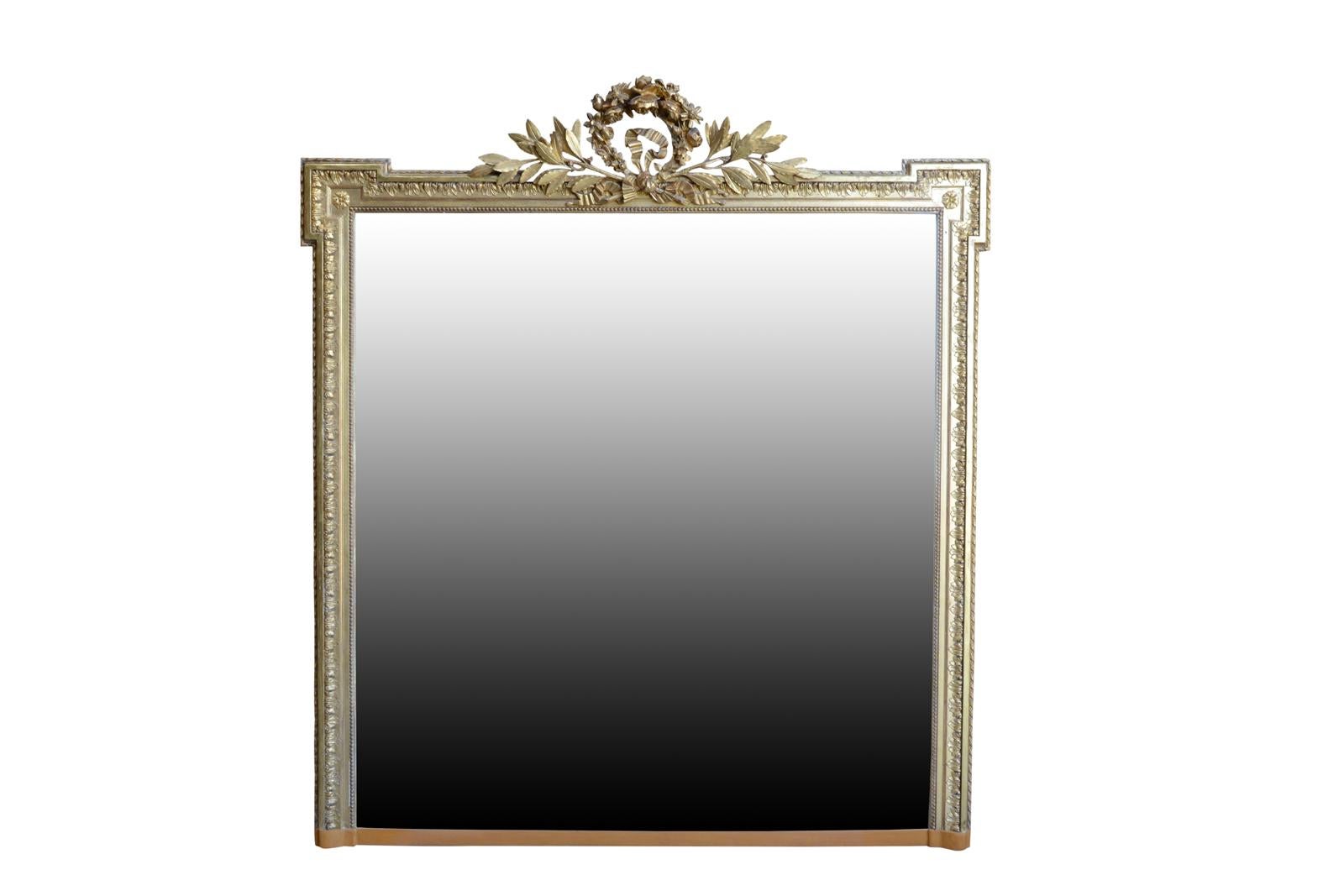 French Louis XVI Style Gilded Wood Mirror, 19th Century For Sale